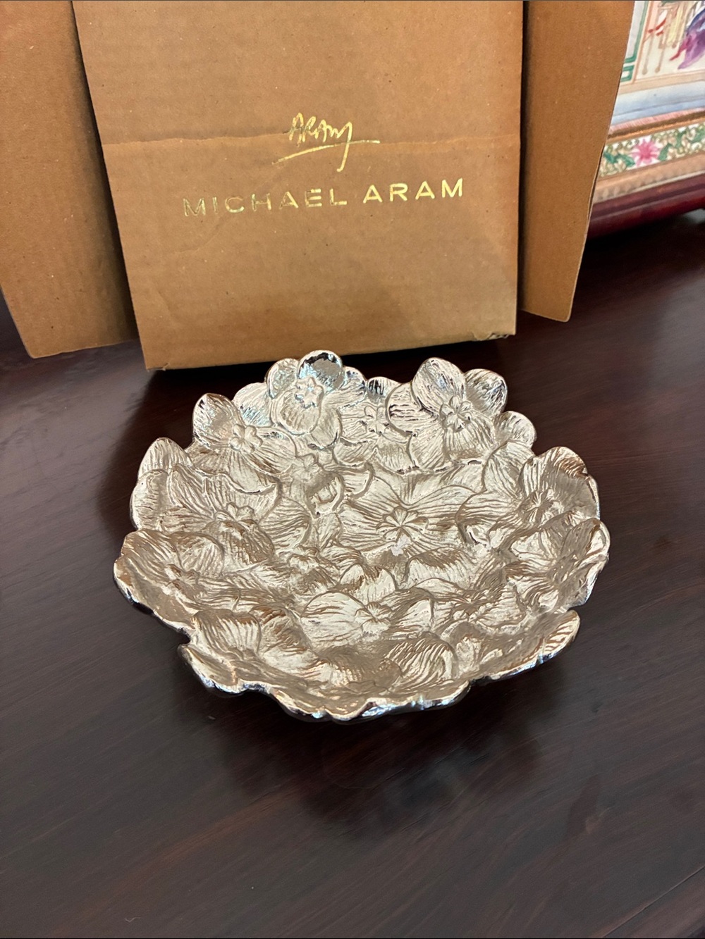 Michael Aram Silver Floral Petal Bowl